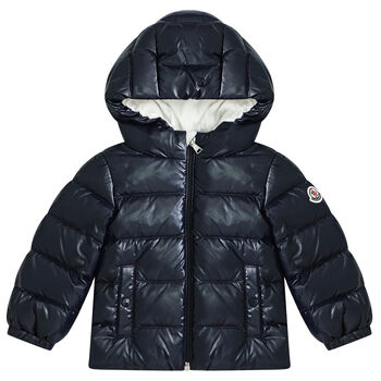 Navy Blue Logo Puffer Jacket